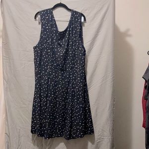 Navy blue with stars all over. In almost perfect shape